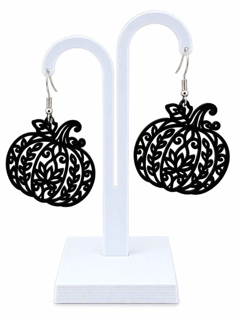 Black Pumpkin Filigree Drop Earrings - Women Accessories